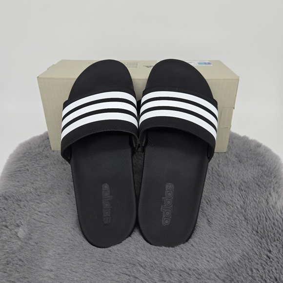 New adidas Adilette Comfort Slides Black White Women's Shoes Size 8 - Picture 5 of 8